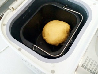 6、鸡蛋小布利,收圆面团，盖上盖子进行发酵。