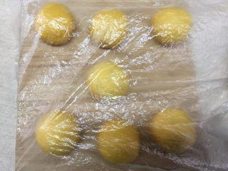 9、南瓜汉堡包,分割成7等份，揉圆静置10分钟