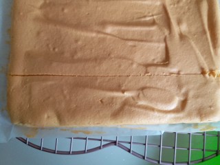 8、咸蛋黄肉松盒子蛋糕,蛋糕烤好，放冷却架上放凉再切小