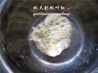 8、法棍面包,做主面团:高筋面粉100g,低筋面粉100g,盐5g,酵母2g,水130g揉匀;