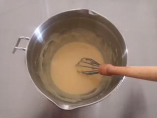 3、圣诞玛德琳,将粉类跟蛋液混合均匀。