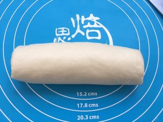 11、牛奶椰蓉小面包,一次发面团后，揉成2分钟进行排气，揉成长条。
