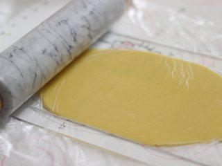 9、卡通小饼干，制作简单，萌趣造型合适亲子烘焙,冷藏好后，用擀面杖擀成约0.5CM的饼干片。