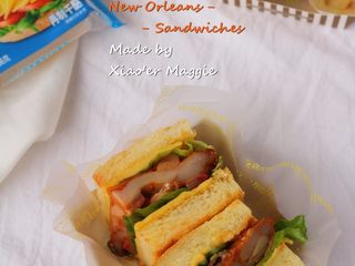 28、#吐司新吃法之一#新奥尔良三明治,成品图