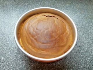 19、斑马纹戚风蛋糕(8寸),出炉,微微开裂,摔一下震出热气。