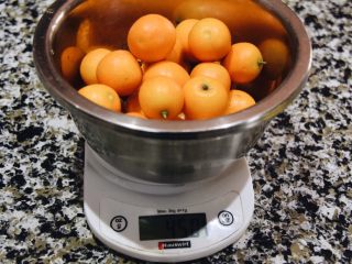 1、止咳清肺-杭白菊金枣果凝,将金枣称量好