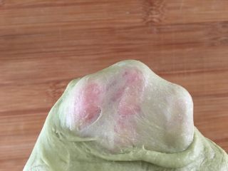 7、青蛙挤挤包,揉至面团能拉出不易破的薄膜