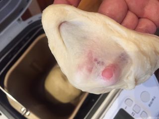 3、黄油面包卷,揉到出薄膜，破洞基本光滑即可。一般餐包对出膜要求不高。（面粉不同导致吸水性不同，液体量自己注意适当调节。这个面团不建议太湿，不好整形）