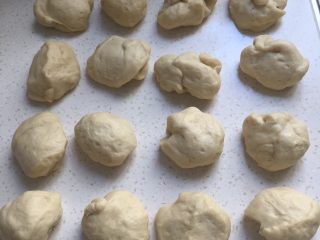 6、超软酸奶小餐包,取出排气16等分，松弛五分钟