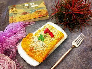 11、江南名小吃～炸年糕,一种吃法，浇上焦糖酱，撒一点熟的黄豆粉