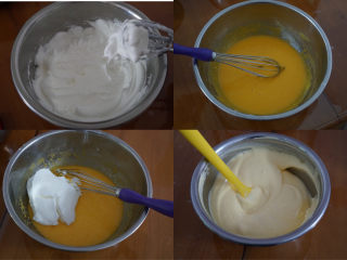 4、????网红甜品豆乳盒子蛋糕，好吃到没朋友！,接着打发蛋白：蛋白打至粗泡后分三次加入白砂糖，打发至提起打蛋头有弯钩即可！取三分之一蛋白加入到面糊中翻拌均匀，再将拌好的面糊倒入剩下的蛋白霜中，再次翻拌均匀。