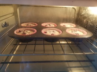 13、蔓越莓椰蓉麦芬蛋糕,送入预热好的烤箱，上下火180度烤20分钟