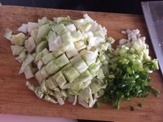 9、章鱼小丸子,卷心菜切小块，葱切成葱花