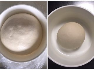 1、手撕豆沙面包,中种材料揉成光滑面团放入盆中套上保鲜袋冰箱冷藏发酵12-17个小时，
