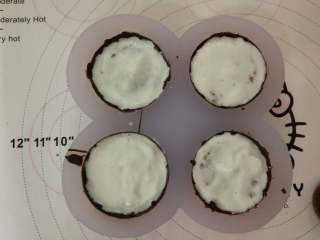 14、脆皮冰淇淋蛋糕,将模具先放冰箱内冷冻一下！最后再冰淇淋上方挤一层融化的巧克力封口