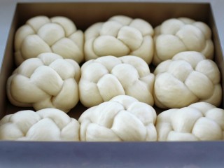 19、酒酿排包,放在温度37度，湿度75%左右的环境中再次发酵至原来的两倍大