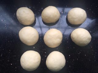 10、菠萝包,把面团拿出操作台上轻轻排气，也同样分成8等份