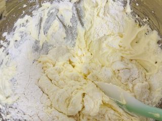 9、玫瑰乳酪重磅蛋糕,利用刮刀切拌均匀。