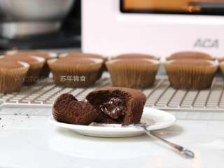 18、巧克力熔岩杯子蛋糕,出炉后趁热吃是最美味的。如果需要保存请在晾凉后密封，回油后蛋糕体会很湿润。吃之前可以用烤箱160℃重新加热5-10分钟，或者微波炉高火叮20s左右