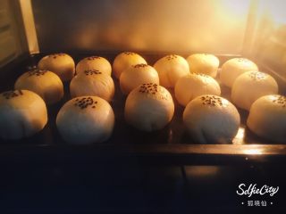 31、没错，高筋粉也能做蛋黄酥,烤箱180度提前预热几分钟，放进烤盘，170度到180度烤制25分钟。