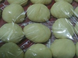 9、淡奶油餐包,取出，排气，分剂16个，揉圆，盖保鲜膜松弛15分钟
