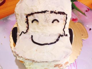 30、八寸小汽车夹心蛋糕,巧克力融化挤出笑脸，这个是小宝的佳作哈哈哈哈哈