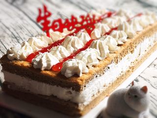 27、咖啡奶油蛋糕,插上标牌就是生日蛋糕！