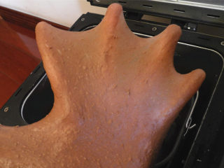 2、可可麻薯夹心软欧,15分钟结束后加入软化好的黄油。继续揉，直至揉出大片薄膜为止