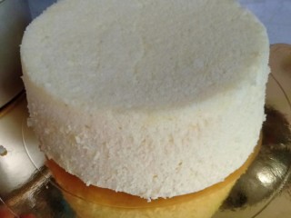 6、简单版奶油蛋糕,把准备好的蛋糕胚拿出来裁好，我是分成三片