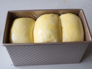 11、葡萄干吐司,刷一层蛋液或是蜂蜜，烤箱预热上下火170度烤35分钟左右，温度仅供参考；