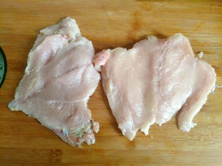 1、鸡排披萨,鸡胸肉横着切薄片，用刀背拍打松松肉