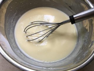 5、酸奶冻芝士蛋糕,滴入朗姆酒、柠檬汁，再次搅拌均匀后静置放凉。