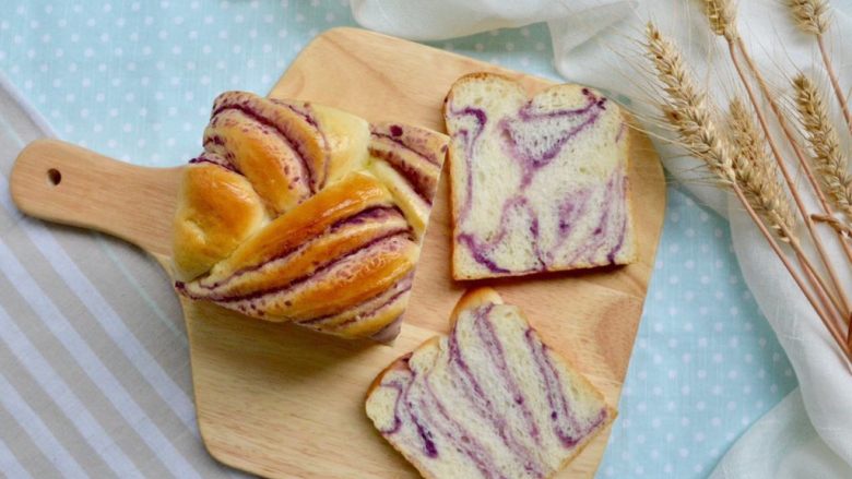 紫薯奶油辫子吐司奶油直接法