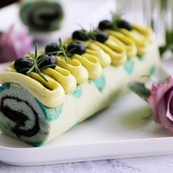 百变水果蝶豆花蛋糕卷百香果蓝莓馅