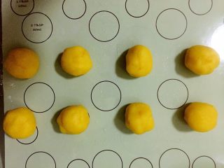 9、金沙奶黄月饼,将奶黄馅平均分出来8个，每个平均35克左右