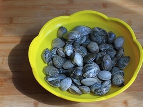 1、排骨蛤蜊,蛤蜊刷净表壳浸泡2小时使其吐净沙子；