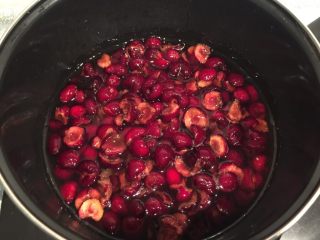 7、《寻找网厨代言人》樱桃果酱,放在煮锅里加入100克的水