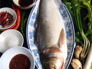 1、香辣豆瓣鱼,备好食材、调料：白鲢鱼、芹菜、大葱、小葱、老姜、大蒜、二荆条、干辣椒、花椒、香醋、白糖、郫县豆瓣酱；