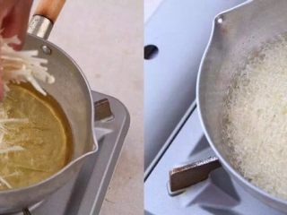 7、就算今天41度，我也要再吃一碗！,热锅起油，用筷子试油温，周围冒泡时放入金针菇油炸