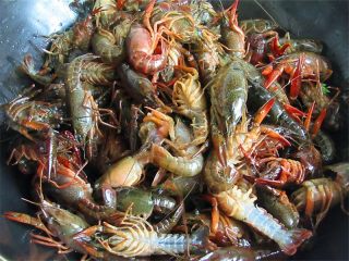 7、香辣小龙虾,倒入小龙虾翻炒