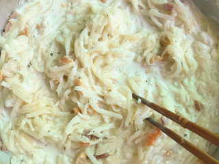 15、广式萝卜糕,搅拌成半生熟浆