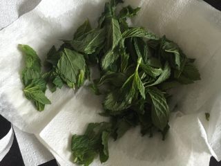 2、米皮春卷,薄荷叶洗干净用吸油纸吸干水份