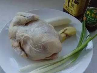 1、肥嫩鲜美白斩鸡,准备材料