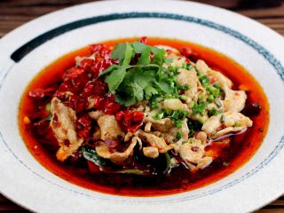 19、水煮肉片,成品图放香菜点缀