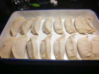 14、西瓜皮饺子,因为家里基本是早餐吃饺子需要冷冻，所以码放盘子中。