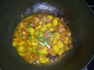 18、栗子烧鸡,放入葱段翻炒均匀即可出锅