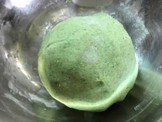 8、蛋黄肉松青团,揉成软硬合适不粘手的粉团。