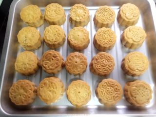 14、广式豆沙月饼,烤箱预热200度，中层，25分钟。烤10分钟，拿出来，刷上一层全蛋液，再继续烤15分钟，取出晾凉即可。