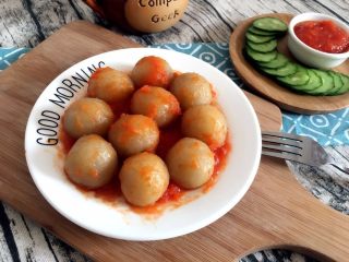 12、Q弹土豆丸子,PS：Q弹Q弹的土豆丸子，沾着酸甜的西红柿，好吃极了！