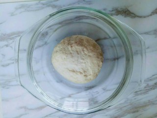 2、独家秘方披萨,揉成面团,盖上盖子进行发酵。(天热室温发酵即可) 发酵时间大约2小时左右。